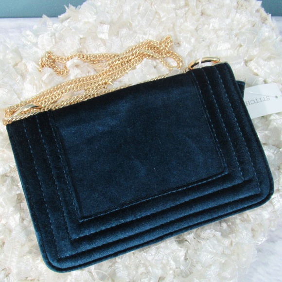 Urban Expressions Handbags - Urban Expressions 'Acadia' Teal Velvet Crossbody